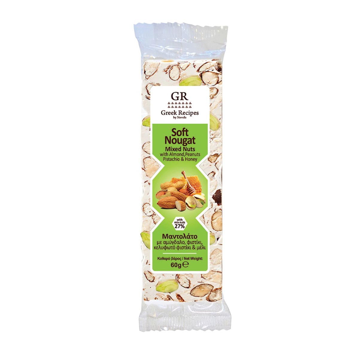 Greek Recipes Μαντολάτο Mixed Ξηρών Καρπών & Μέλι Χωρίς Γλουτένη 60 gr